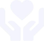 Jednoduchá svetlosivá ikona dvoch otvorených rúk so srdcom nad nimi symbolizuje starostlivosť, podporu alebo dávanie.